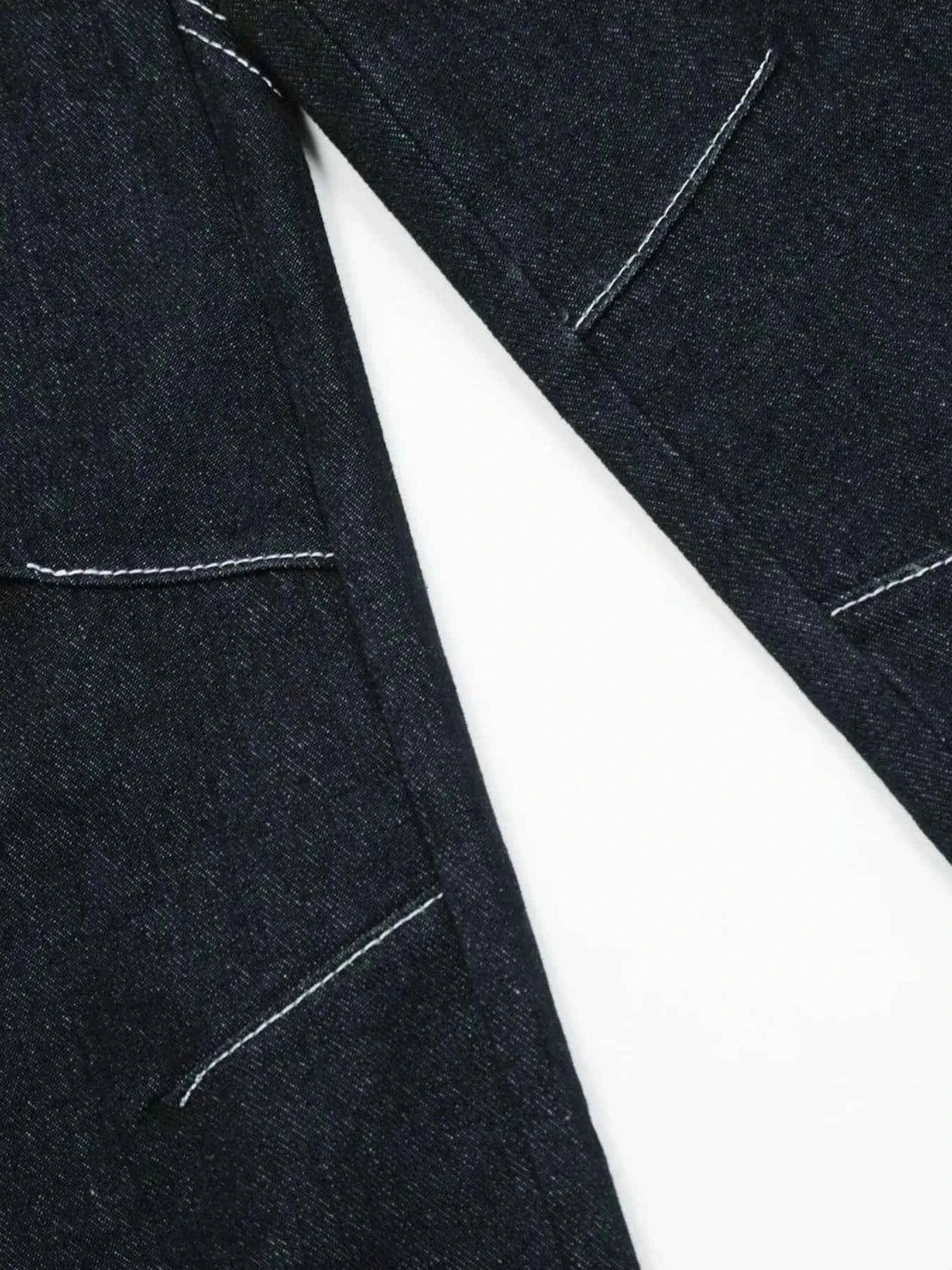 Men's Cargo Straight Jeans with Contrast Stitching