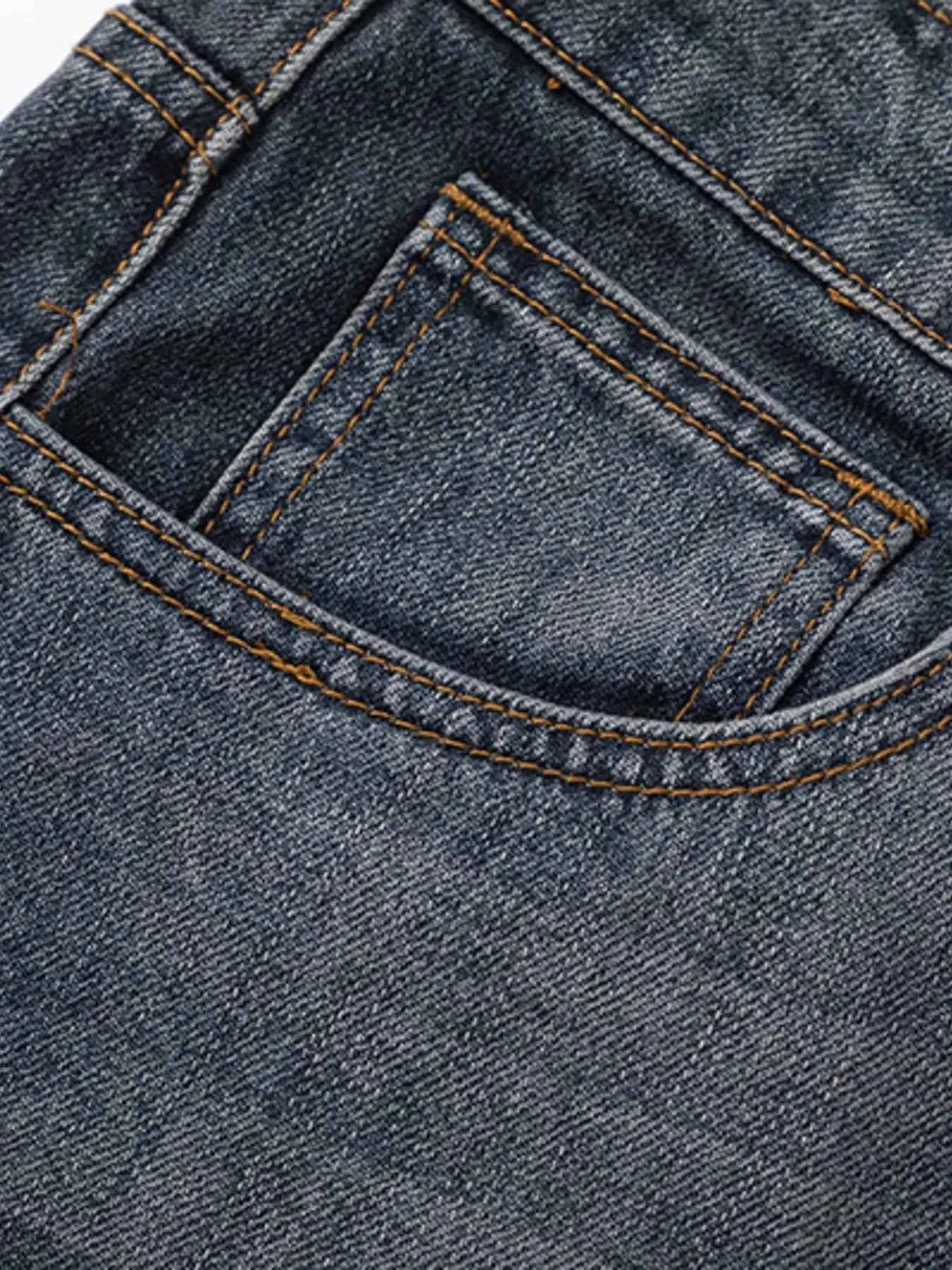 Men's Vintage Washed Gradient Wide-Leg Baggy Jeans