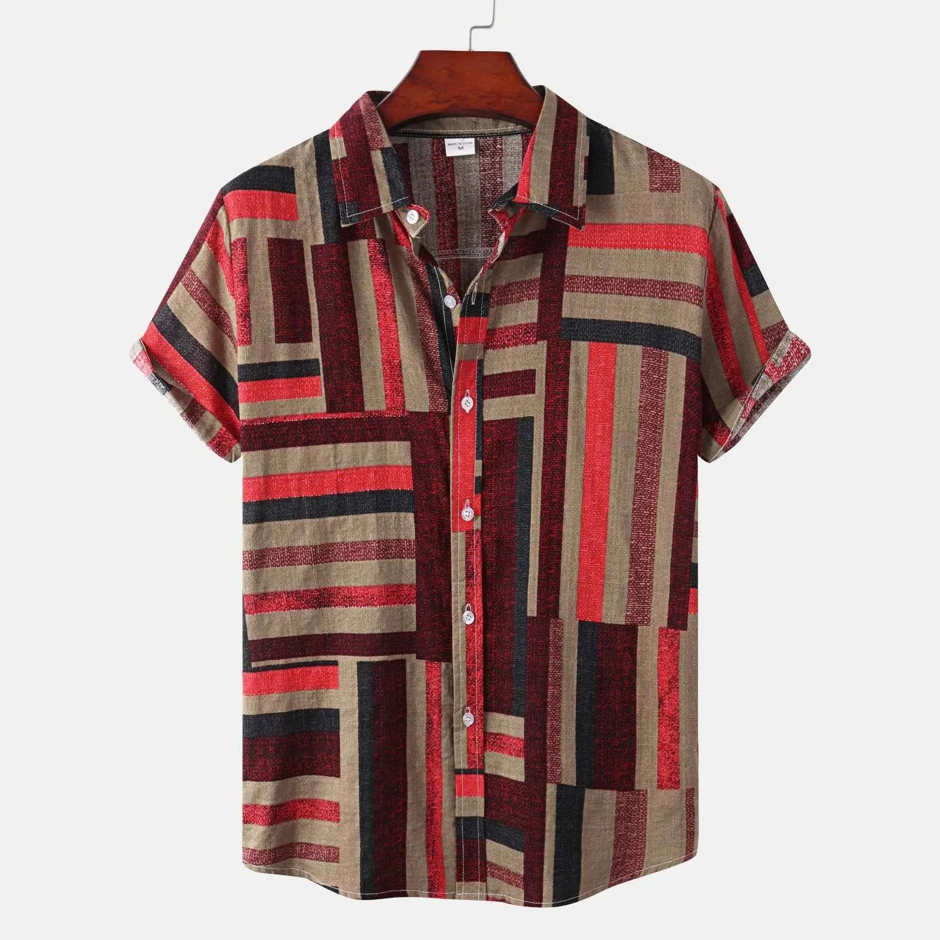 Men's Plus Size Short Sleeve Button-Down Casual Shirt