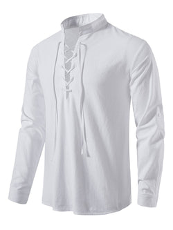 Men's Lace Up Long Sleeve Blouse - Damned Threads