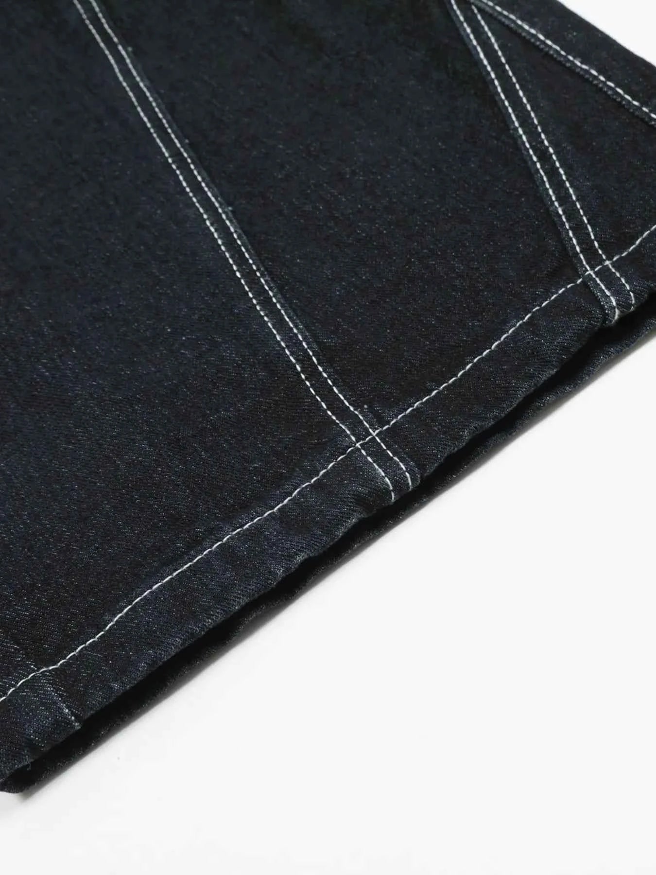 Men's Cargo Straight Jeans with Contrast Stitching