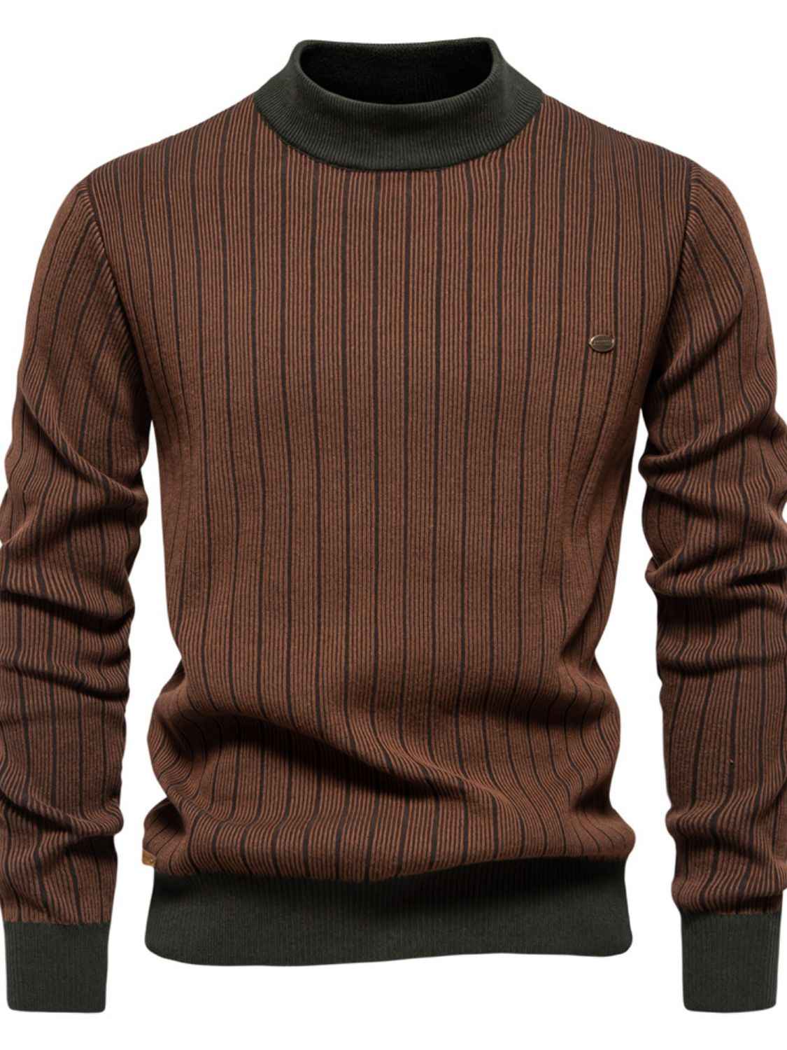 Men's Thick-Neck Contrast Striped Sweater - Damned Threads
