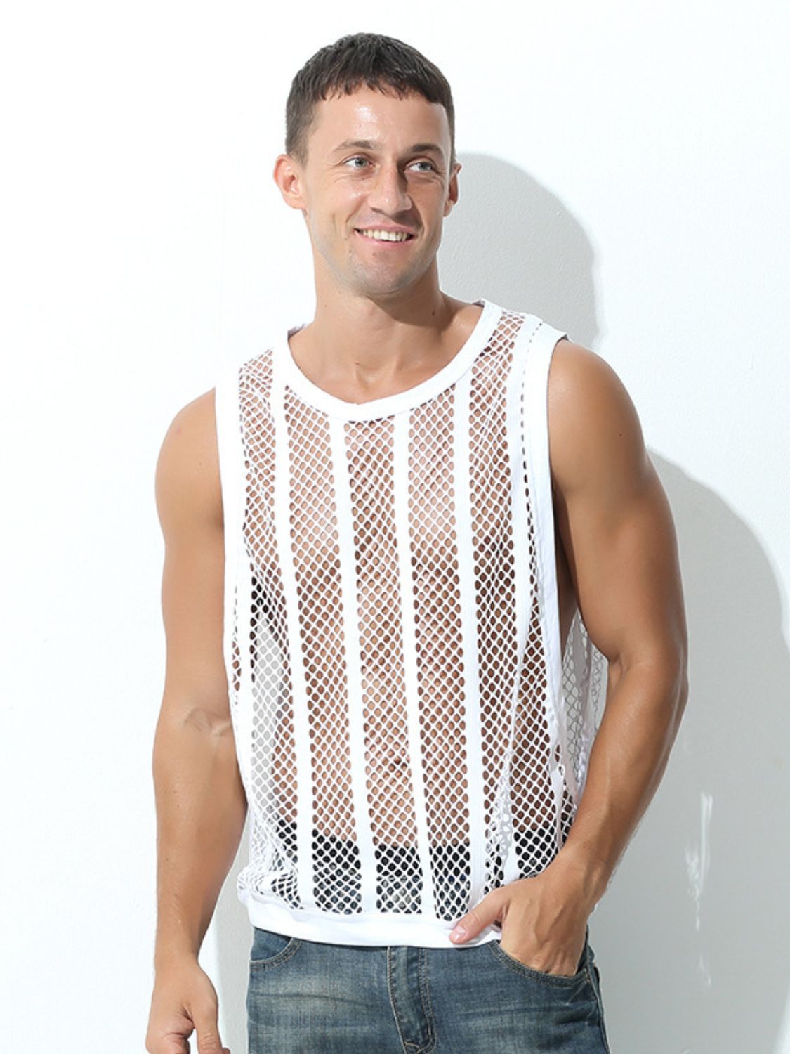 Men's Mesh-Striped Tank - Damned Threads