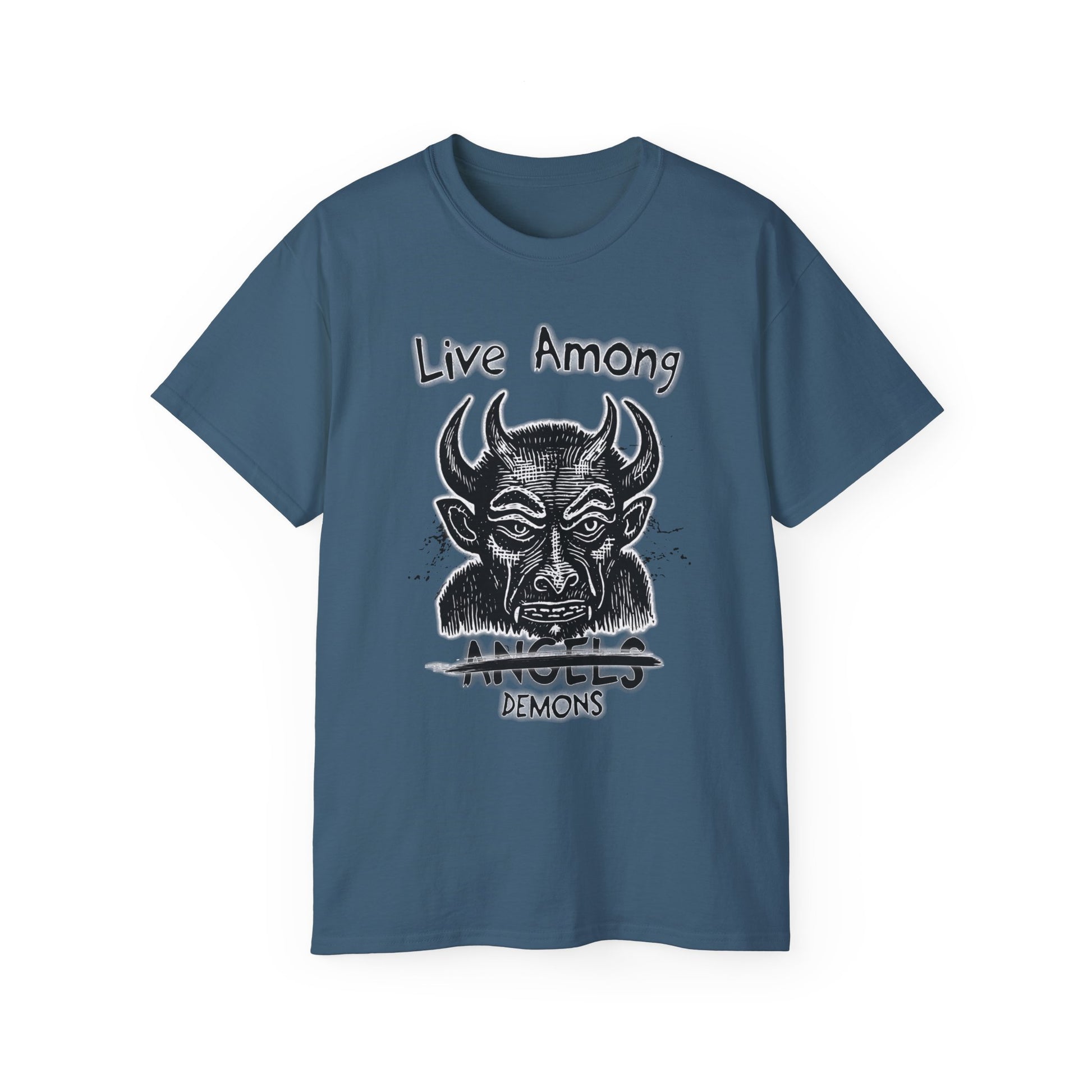 Live Among Demons - Unisex Cotton Tee (Front) - Damned Threads