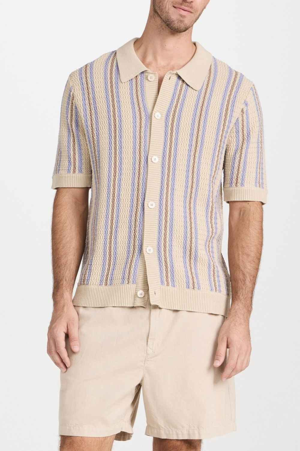 Men's Plus Size Striped Button Down Short Sleeve Shirt - Damned Threads