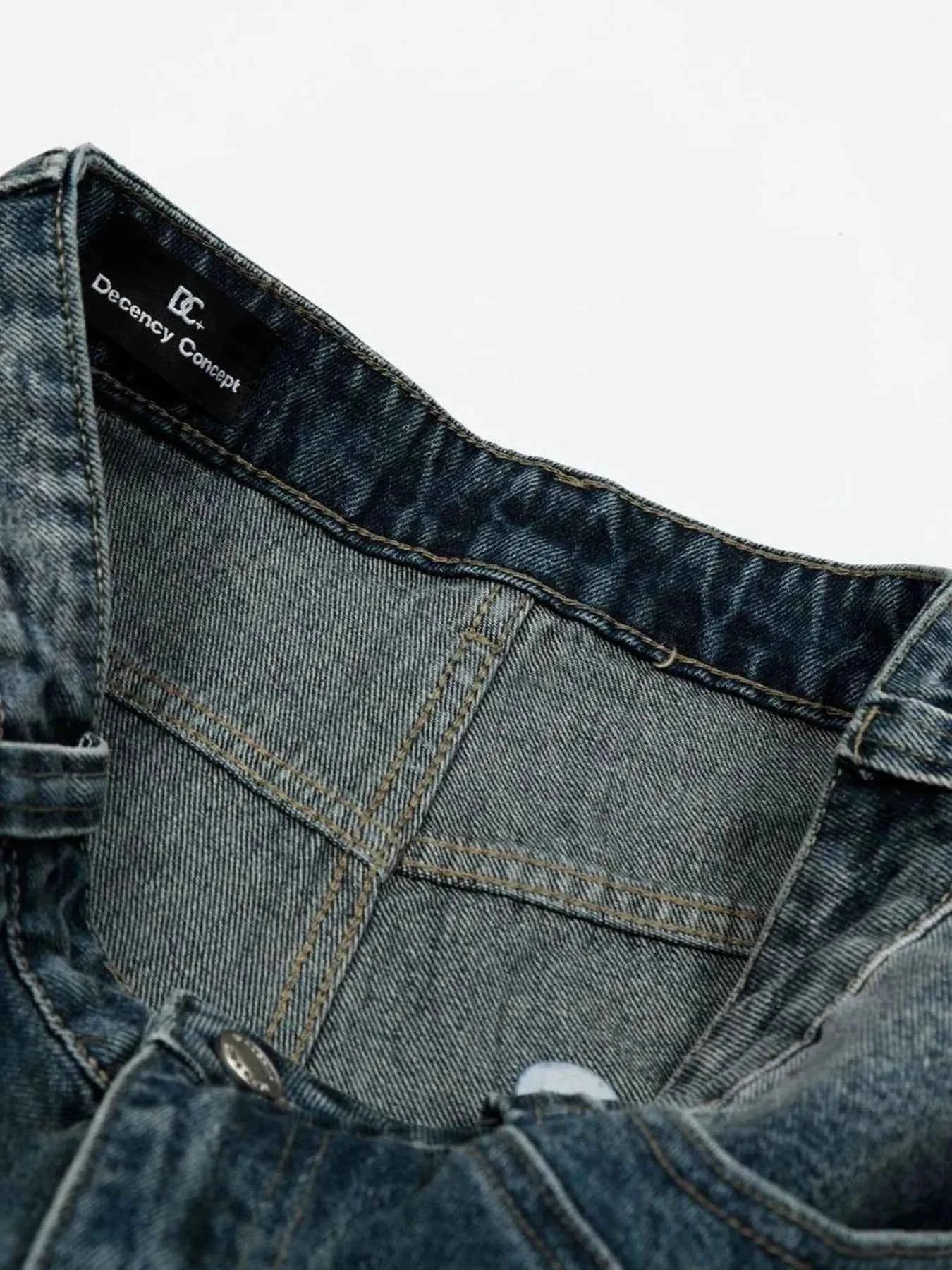 Men's Pearl Embellished Wide Leg Denim Shorts