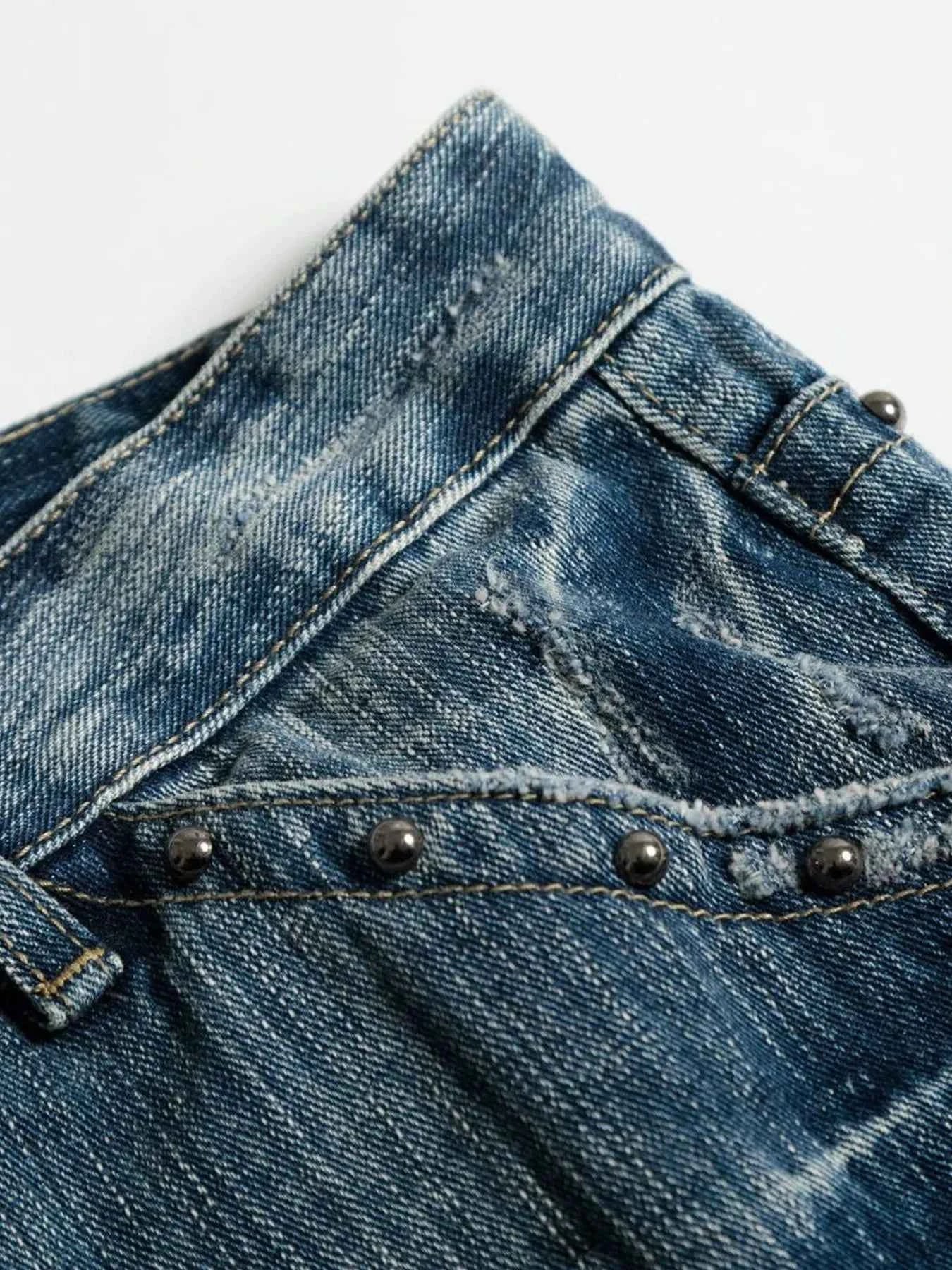 Men's Vintage Wide Leg Pearl Detail Jeans