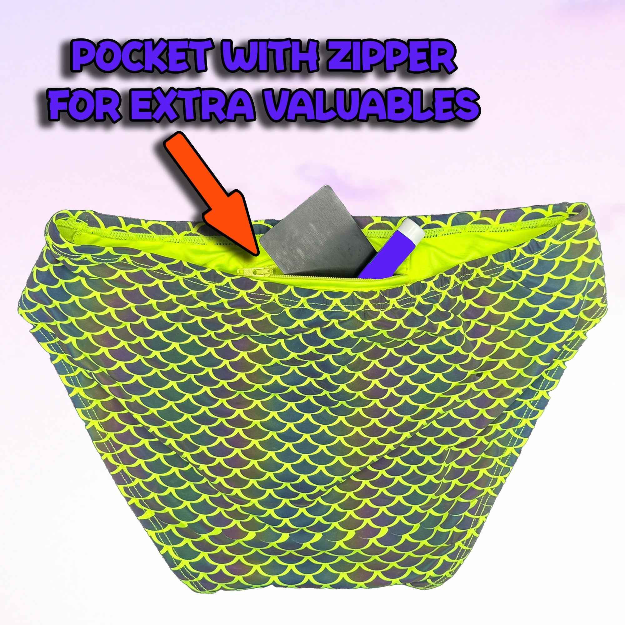 Party Bottoms - UV Green Mermaid Classic Cut Party & Swim Brief - Damned Threads