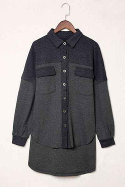 Waffle Knit Button Up Drop Shoulder Jacket - Damned Threads