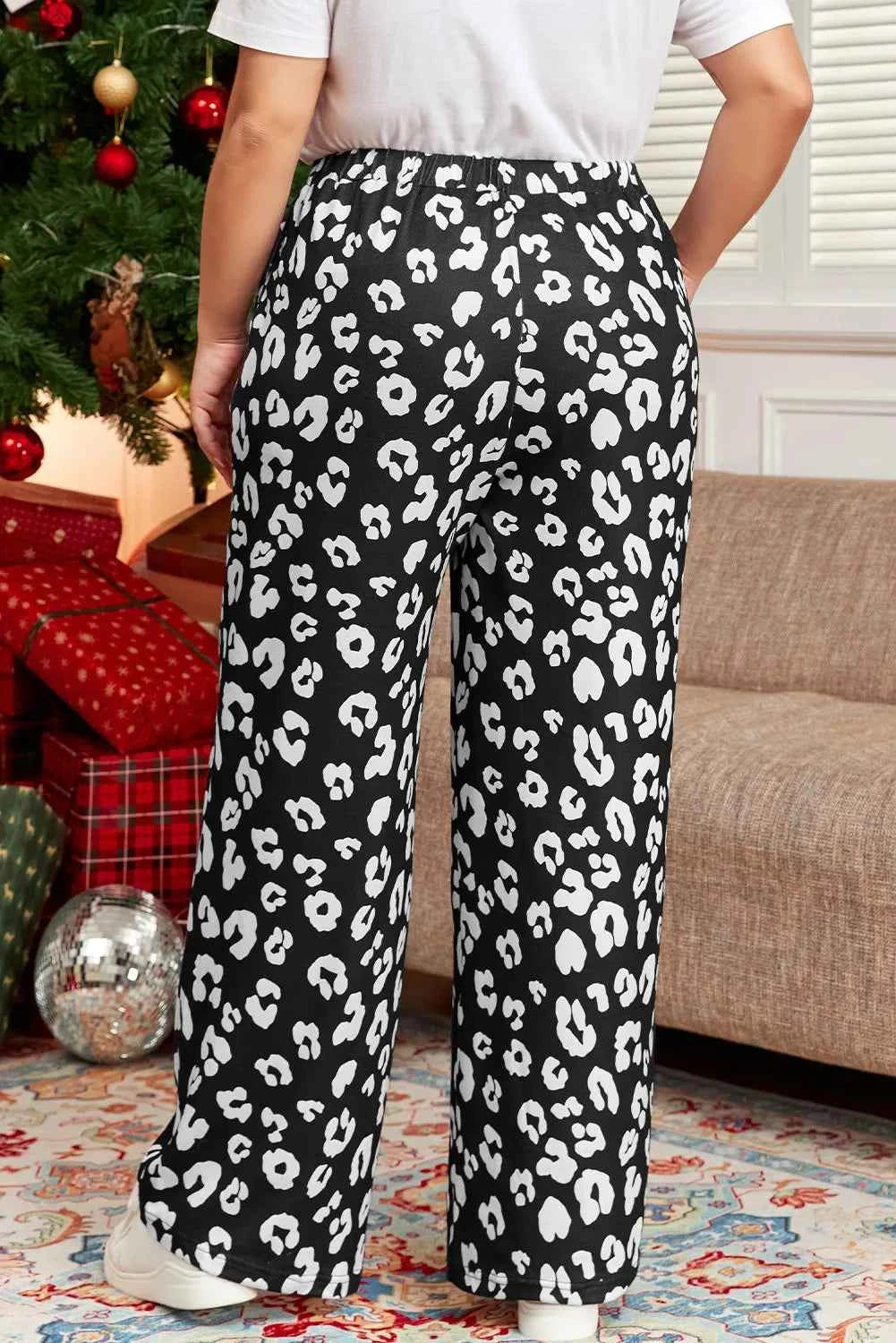 Plus Size Leopard Elastic Waist Pants - Damned Threads