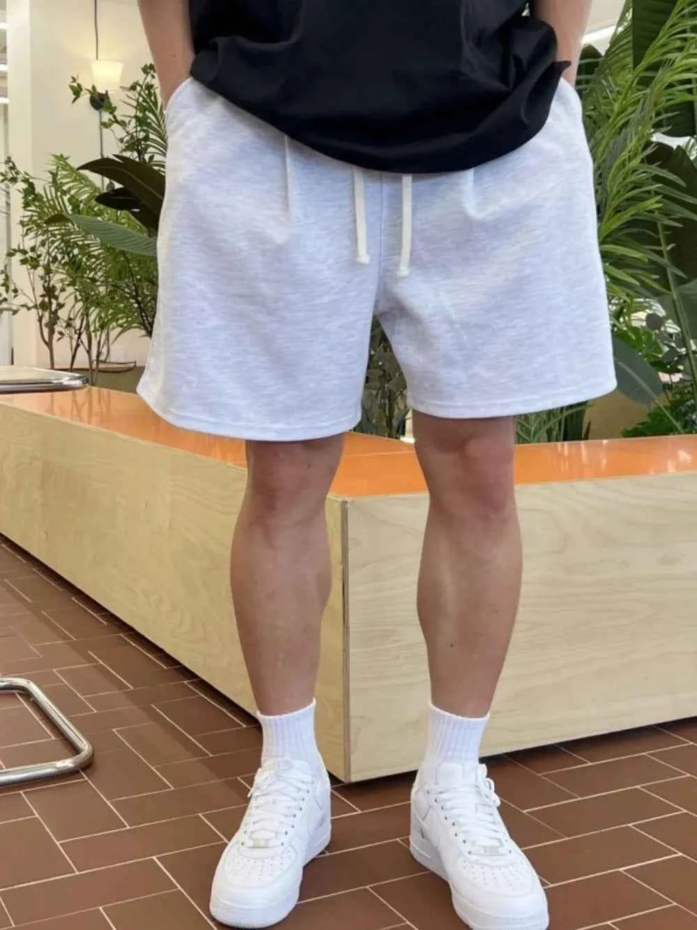 Men's Plus Size Solid Drawstring Shorts
