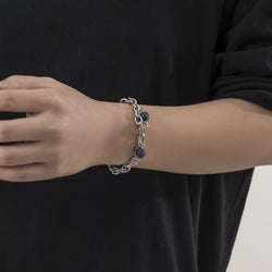 Blue Bead & Chain bracelet - Damned Threads