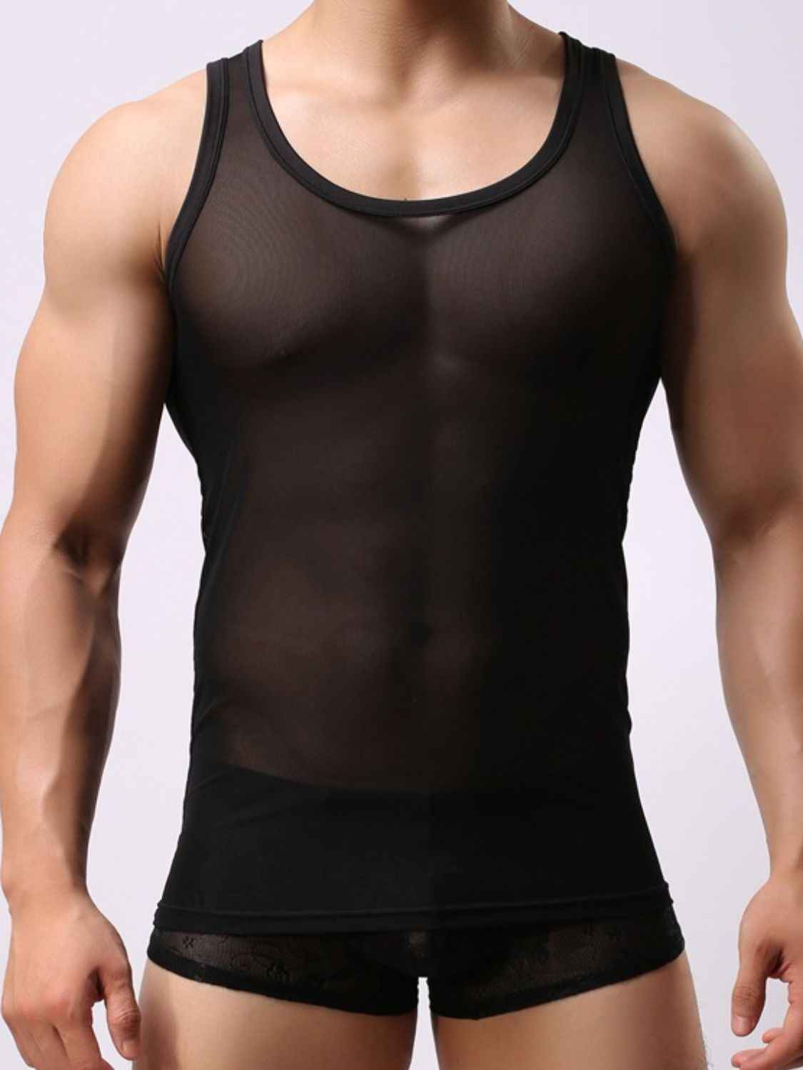 Men's Solid Color Sexy Sheer Tank - Damned Threads