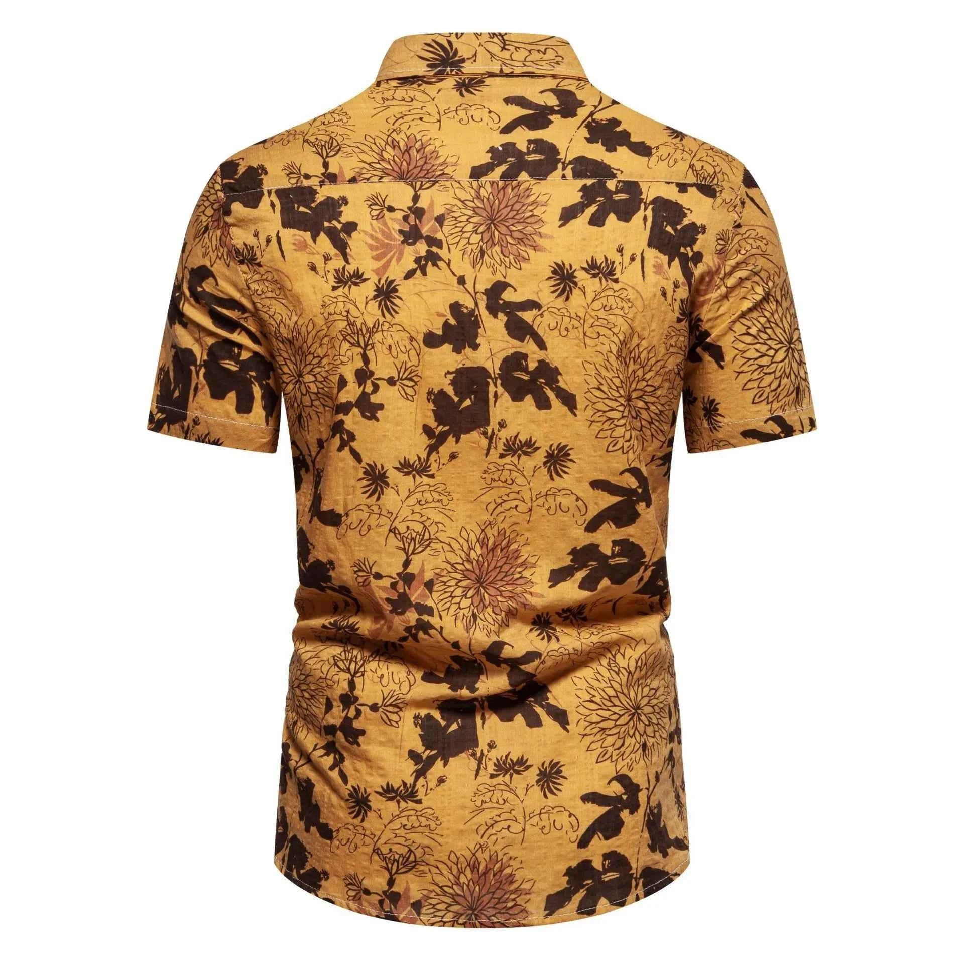 Men's Plus Size Floral Print Short Sleeve Button Down Shirt