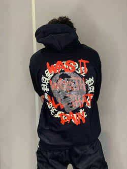 Men's Rhinestone Letter Zip Up Hoodie - Damned Threads