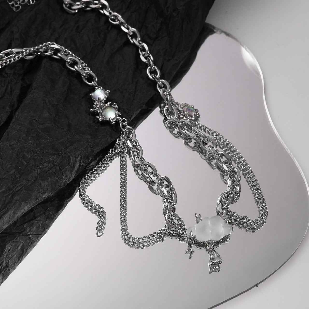 Cloud Pendant W/ Tassel Necklace