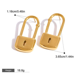 18K Gold Lock Earrings - Damned Threads