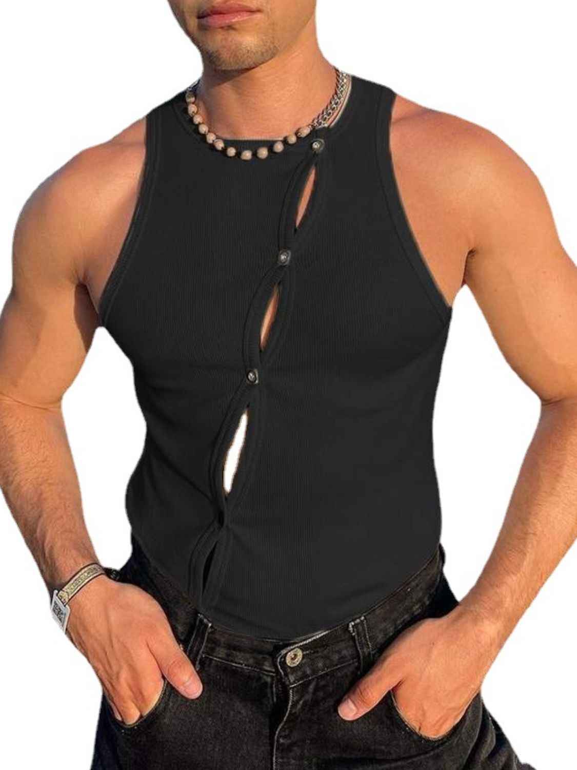 Men's Full Size Split-Button Tank - Damned Threads