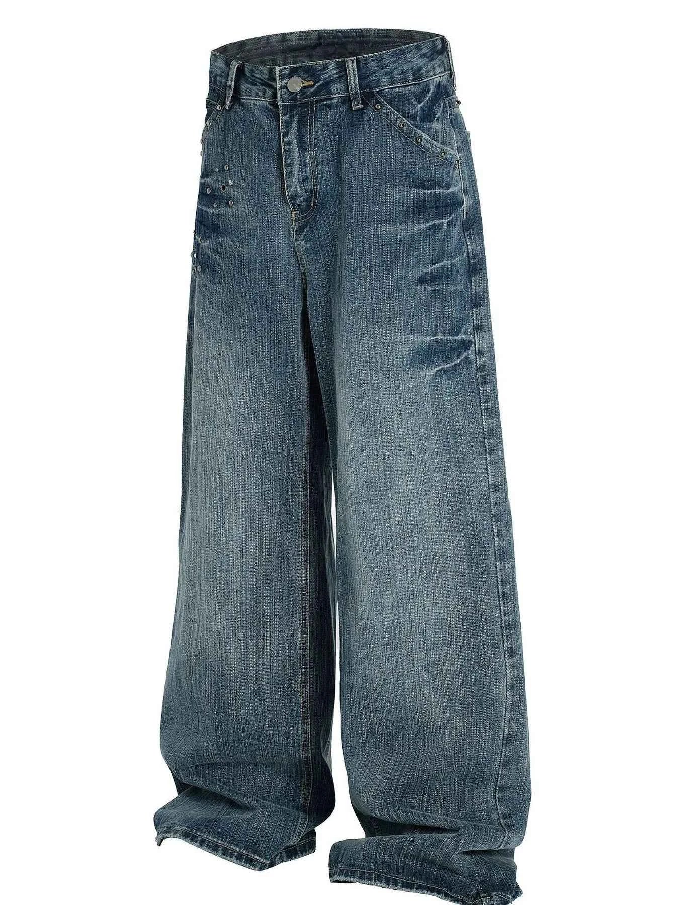 Men's Washed Wide Leg Jeans