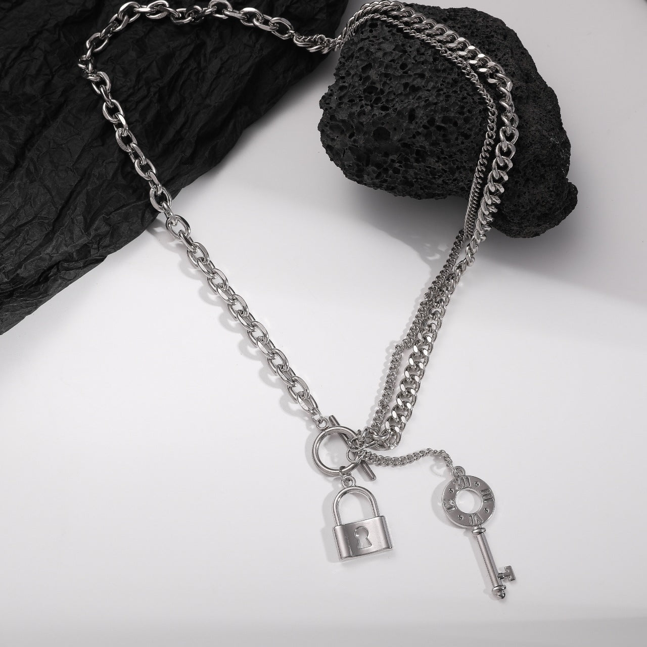 Key & Lock Pendant Necklace With OT Clasp - Damned Threads