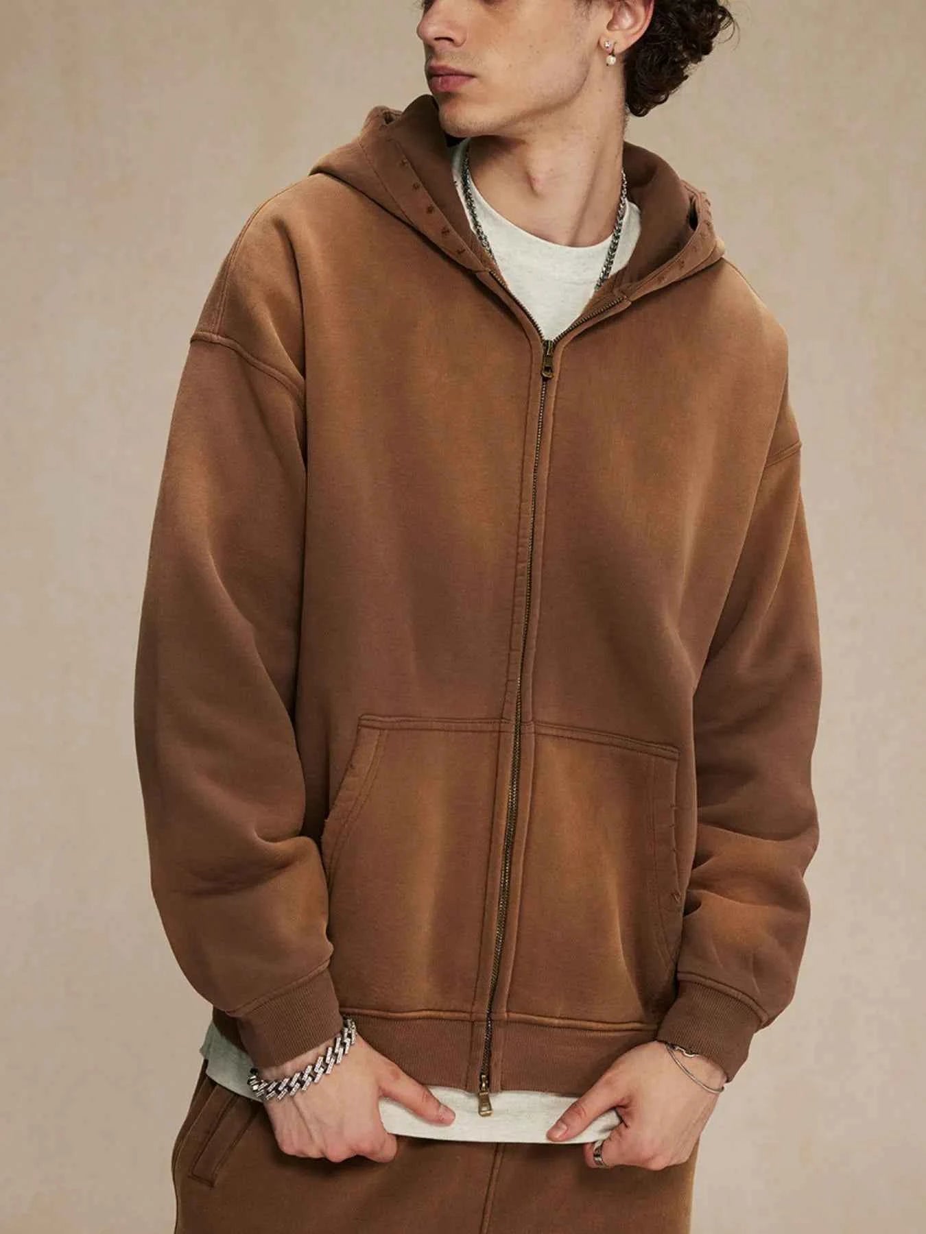 Men's Oversized Casual Zip-Up Hoodie