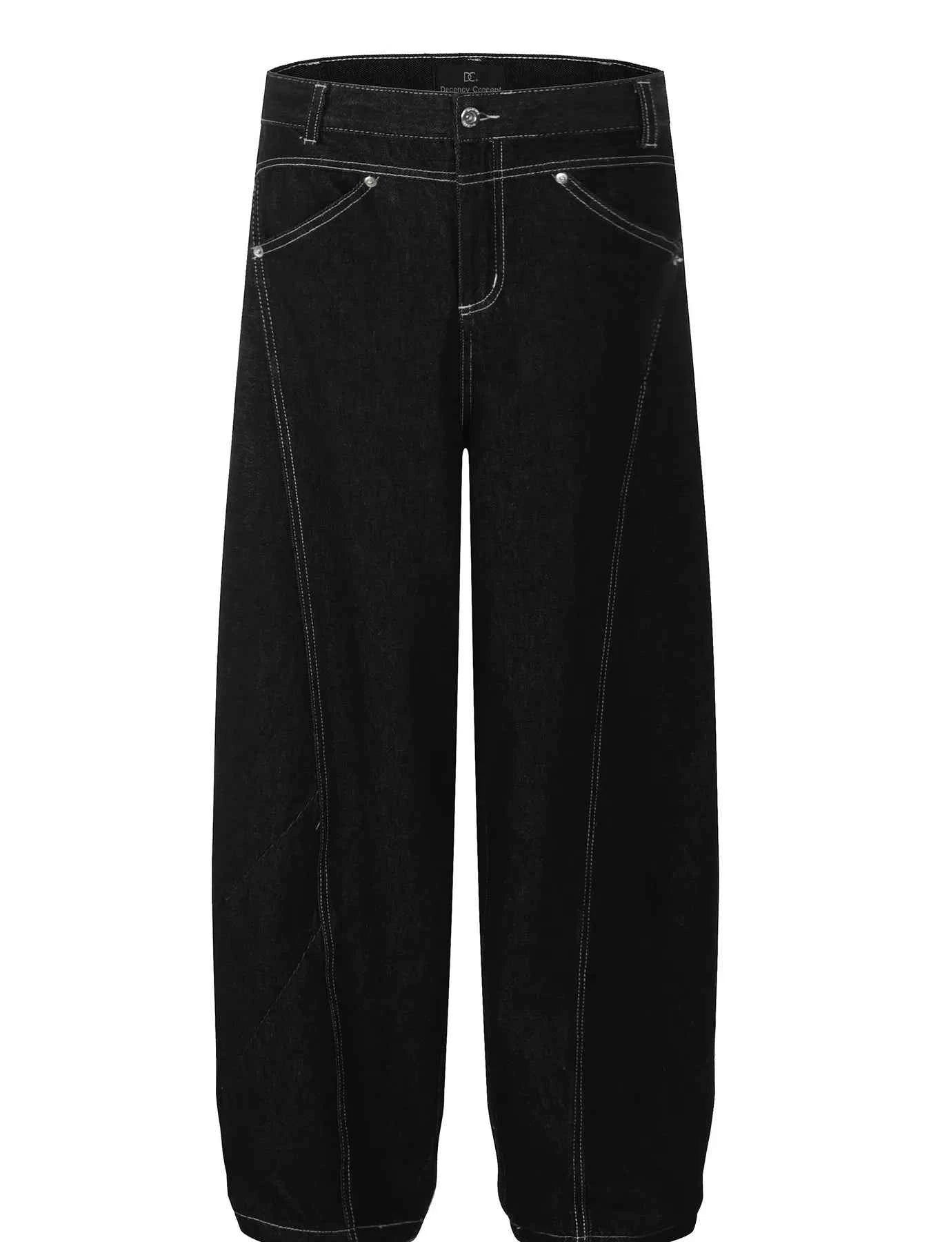 Men's Wide Leg Jeans with Contrast Stitching