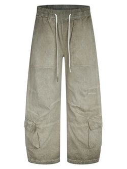 Men's Casual Loose Cargo Pants with Drawstring Waist