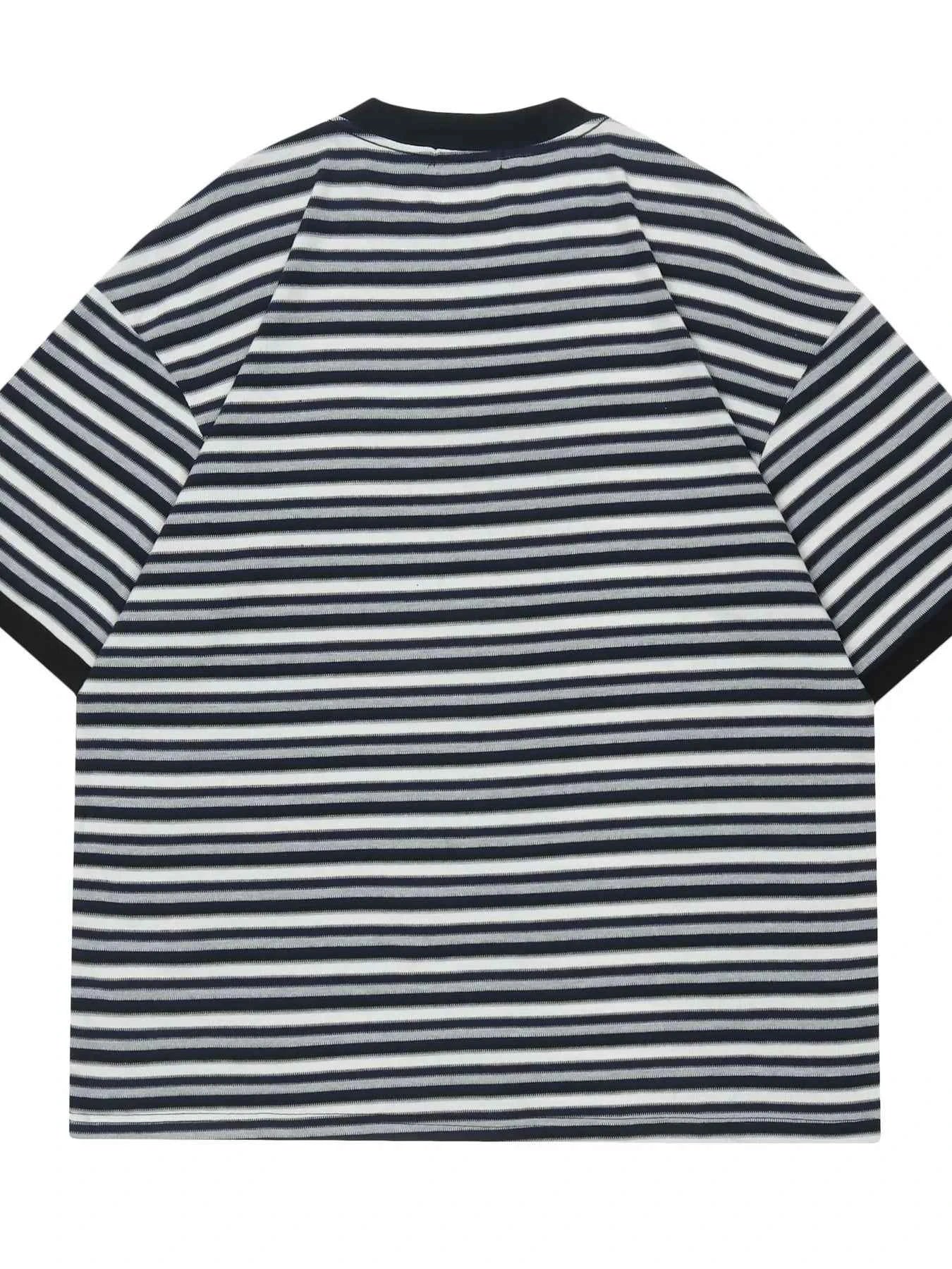 Men's Classic Striped Cotton Crew Neck T-Shirt