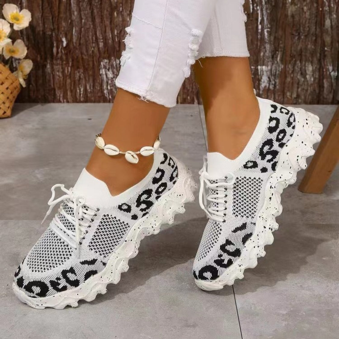 Leopard Mesh Round Toe Athletic - Damned Threads