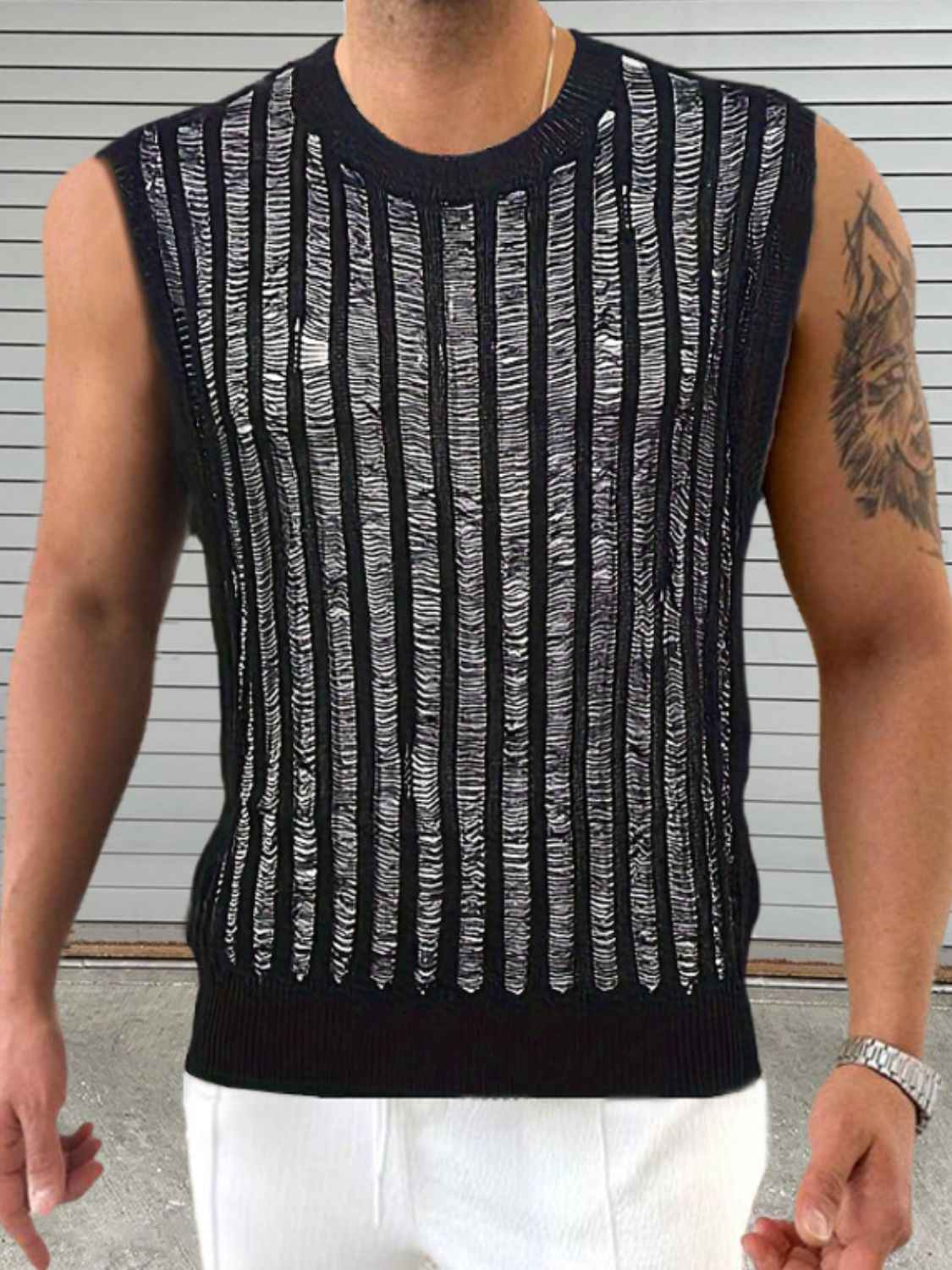 Men's Round Neck Hollow Out Sleeveless Top - Damned Threads