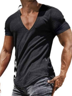Men's Full Size Notched Short Sleeve T-Shirt Plus Size - Damned Threads