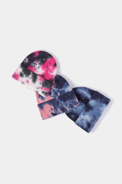 Tie-Dye Cuffed Rib-Knit Beanie Hat - Damned Threads