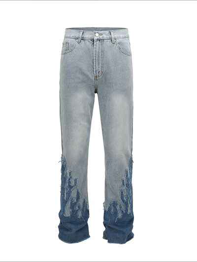 Men's Flame Pattern Patch Cargo Jeans ’ - Damned Threads