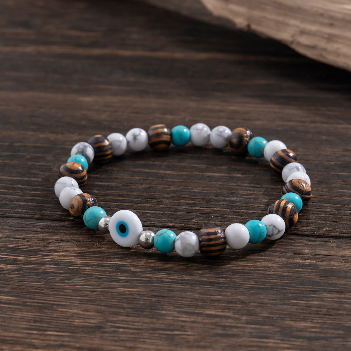 Turquoise & Wooden Beads Bracelet - Damned Threads