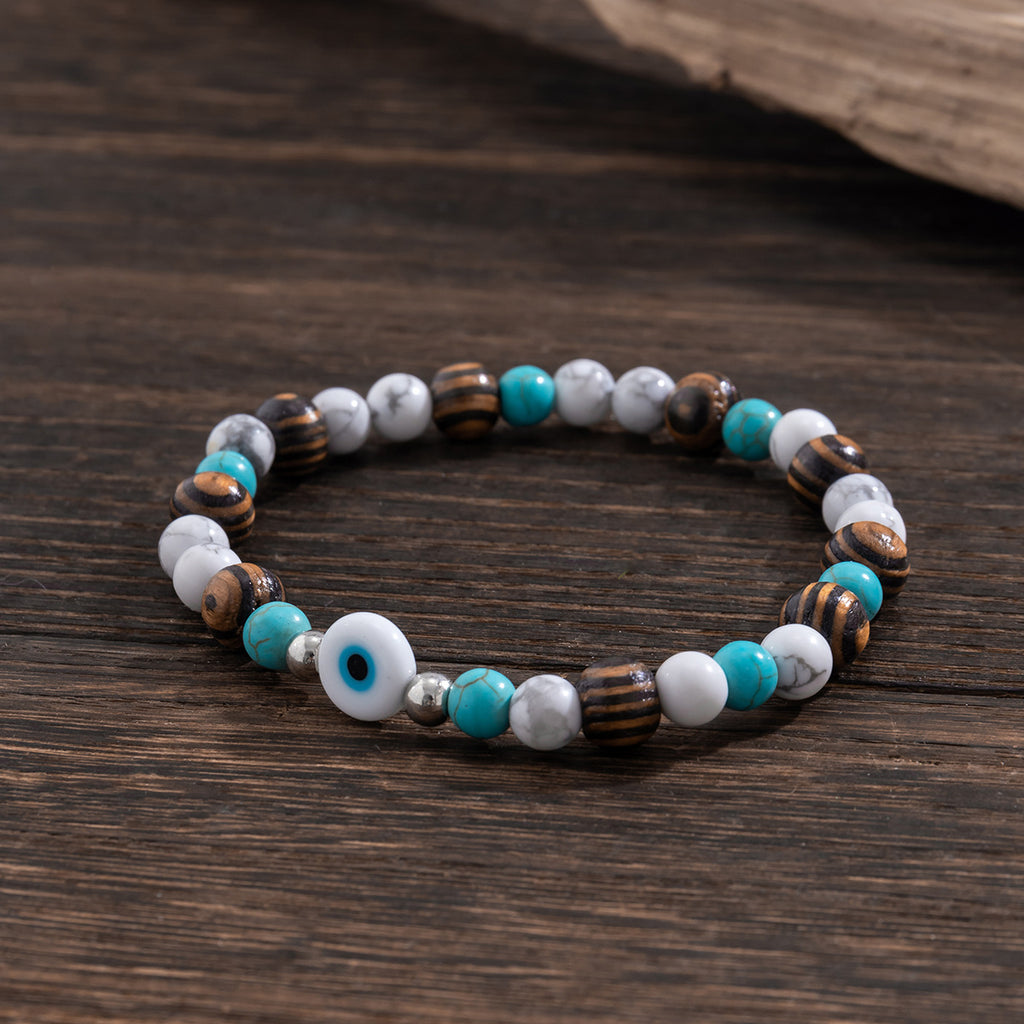 Turquoise & Wooden Beads Bracelet - Damned Threads