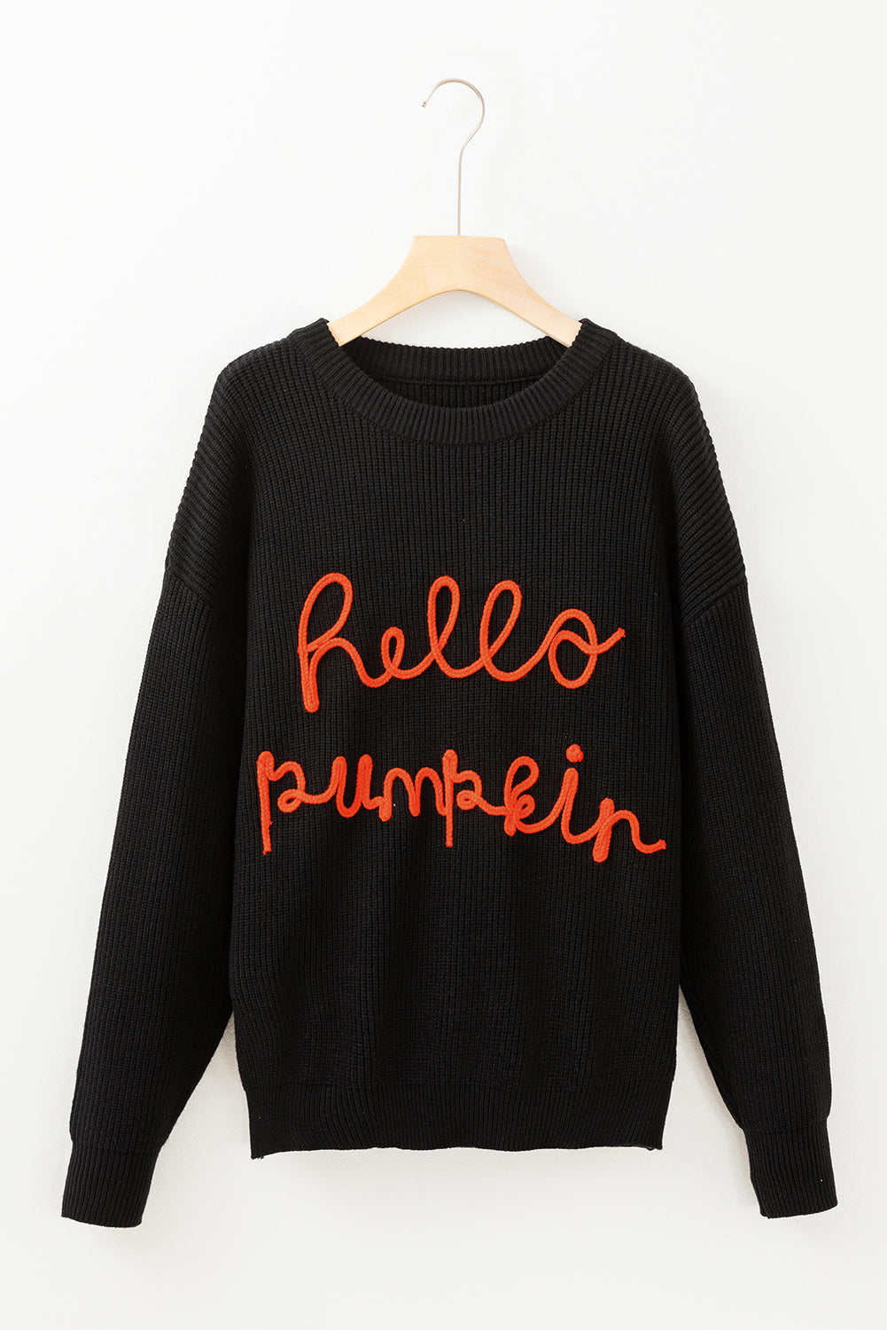 HELLO PUMPKIN Round Neck Long Sleeve Sweater - Damned Threads
