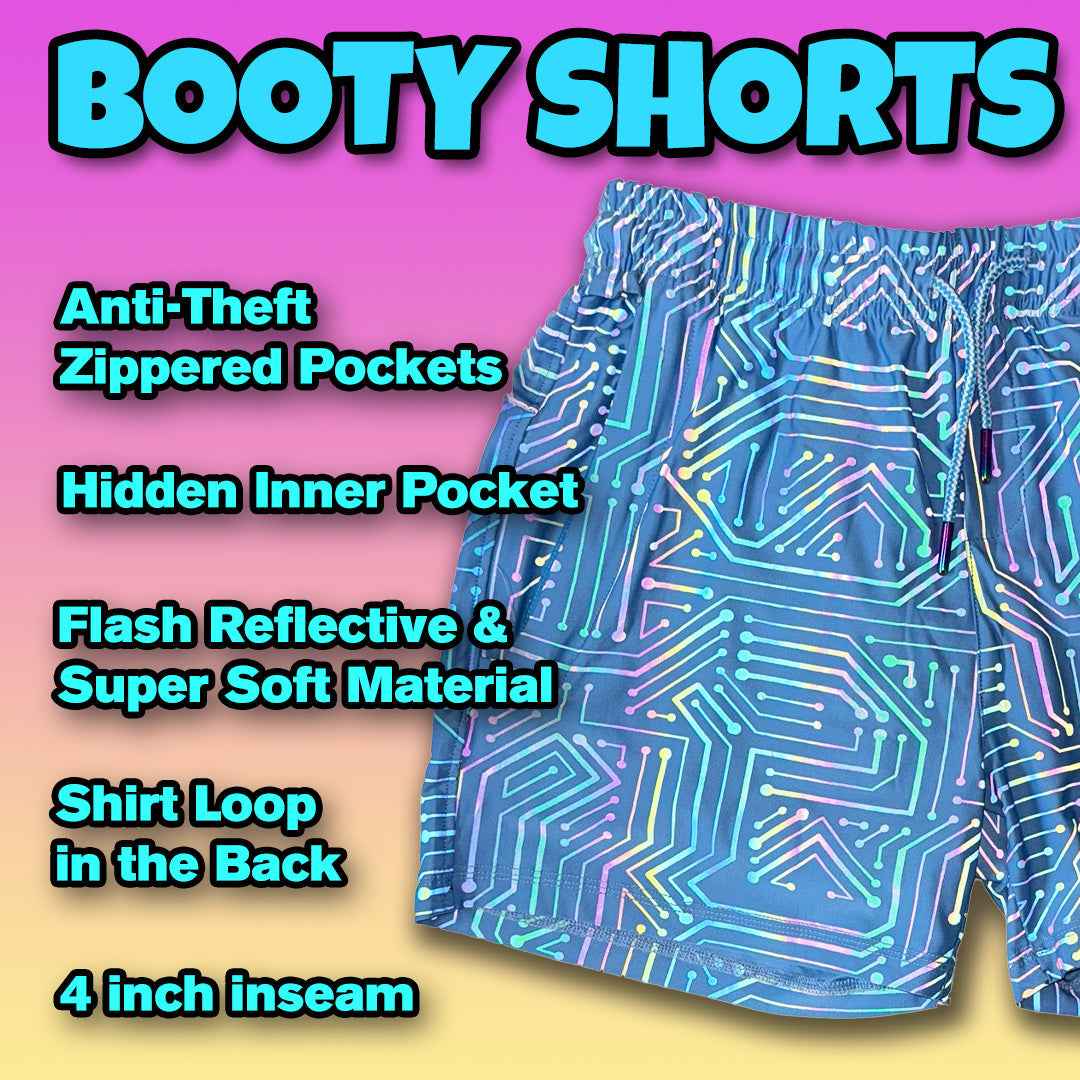 Blue Circuit Weekender 4 inch inseam Flash Reflective Shorts with Zippered Pockets