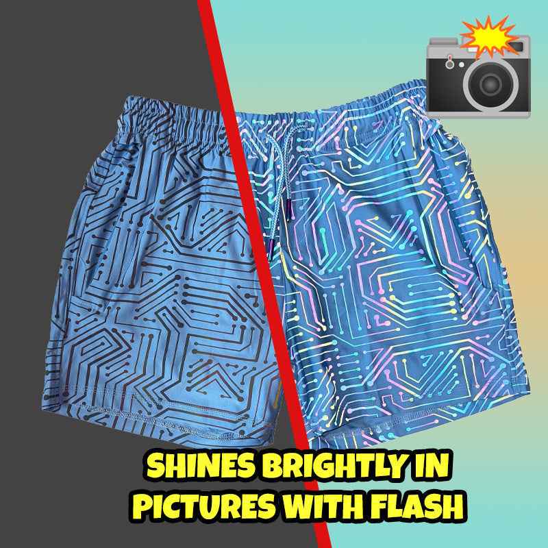 Blue Circuit Weekender 4 inch inseam Flash Reflective Shorts with Zippered Pockets