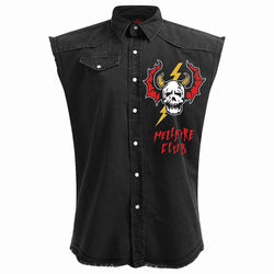 HELL FIRE CLUB - Sleeveless Stone Washed Worker Black - Damned Threads