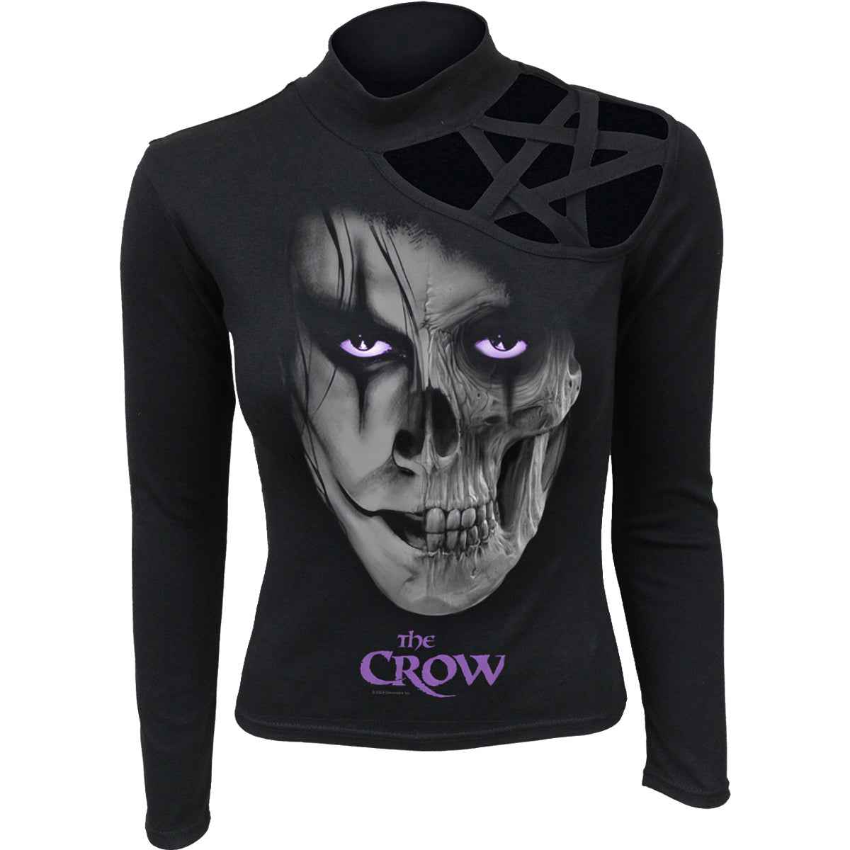 THE CROW - SKULL FACE - Pentagram Shoulder Longsleeve Top - Damned Threads