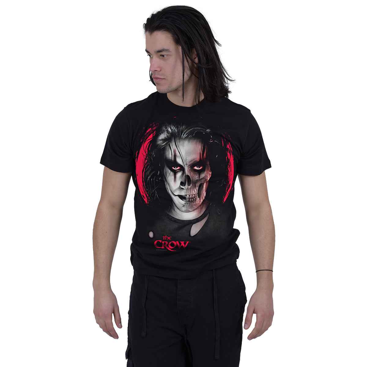 THE CROW - SKULL FACE - Front Print T-Shirt Black - Damned Threads