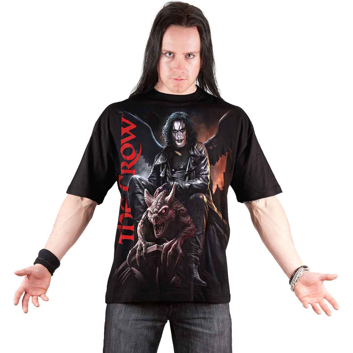 THE CROW - GARGOYLE - Front Print T-Shirt Black - Damned Threads