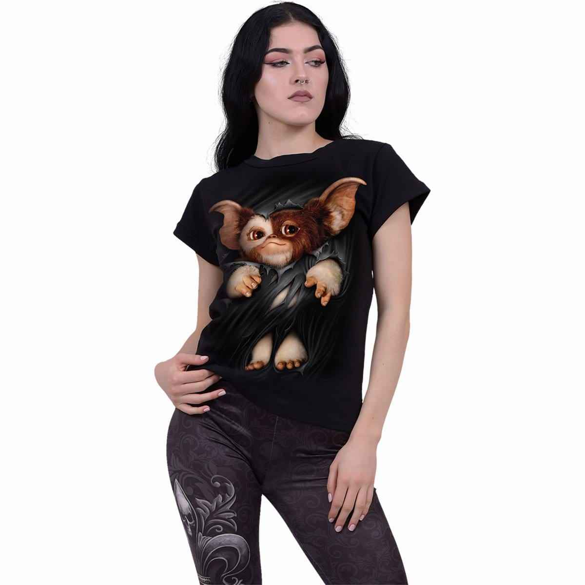 GREMLINS - GIZMO - Boatneck Cap Sleeve Top Black - Damned Threads