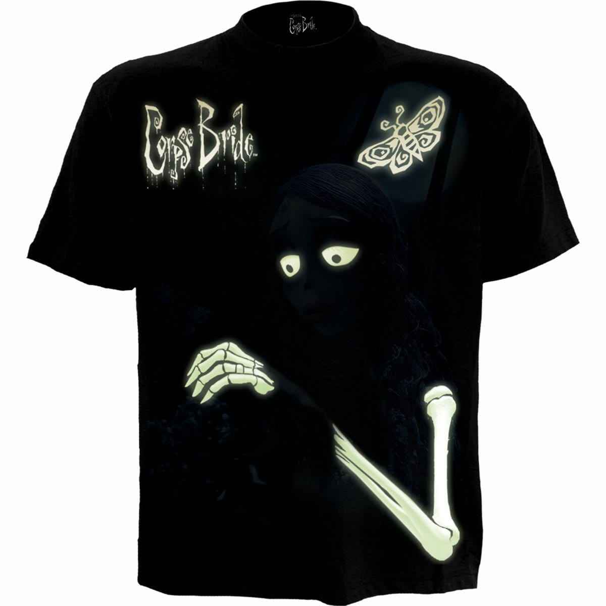 CORPSE BRIDE - GLOW IN THE DARK - Front Print T-Shirt Black - Damned Threads