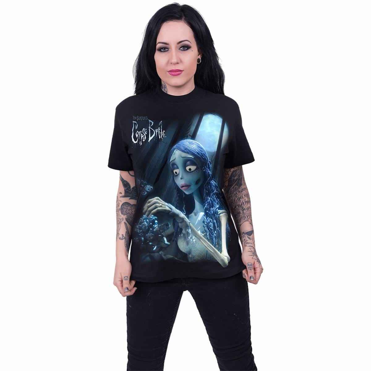CORPSE BRIDE - GLOW IN THE DARK - Front Print T-Shirt Black - Damned Threads