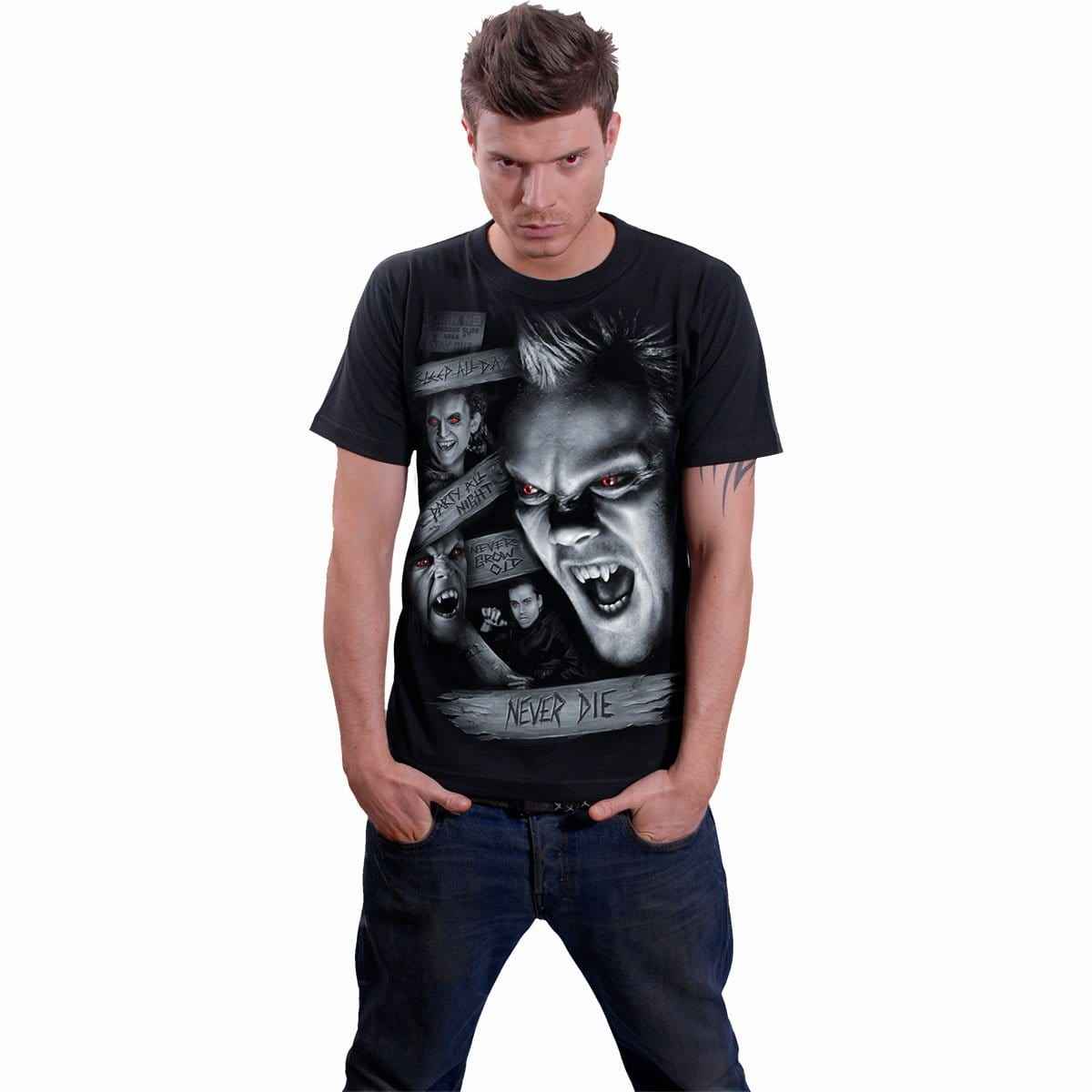 THE LOST BOYS - NEVER DIE - T-Shirt Black - Damned Threads