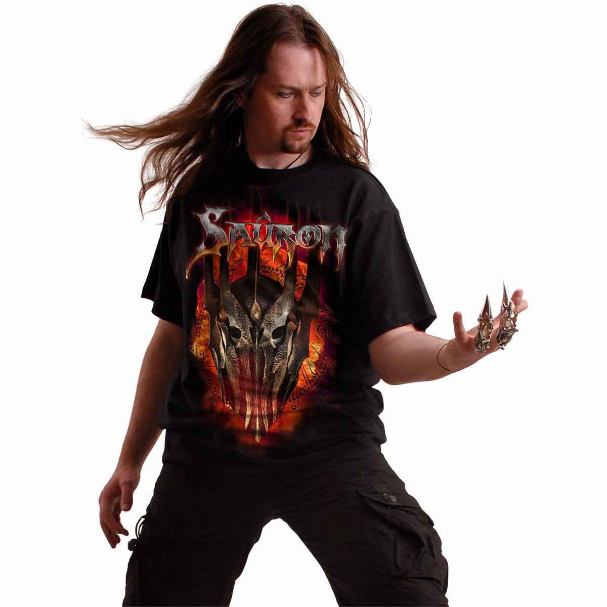 LOTR - SAURON - METAL TEE - Front Print T-Shirt Black - Damned Threads