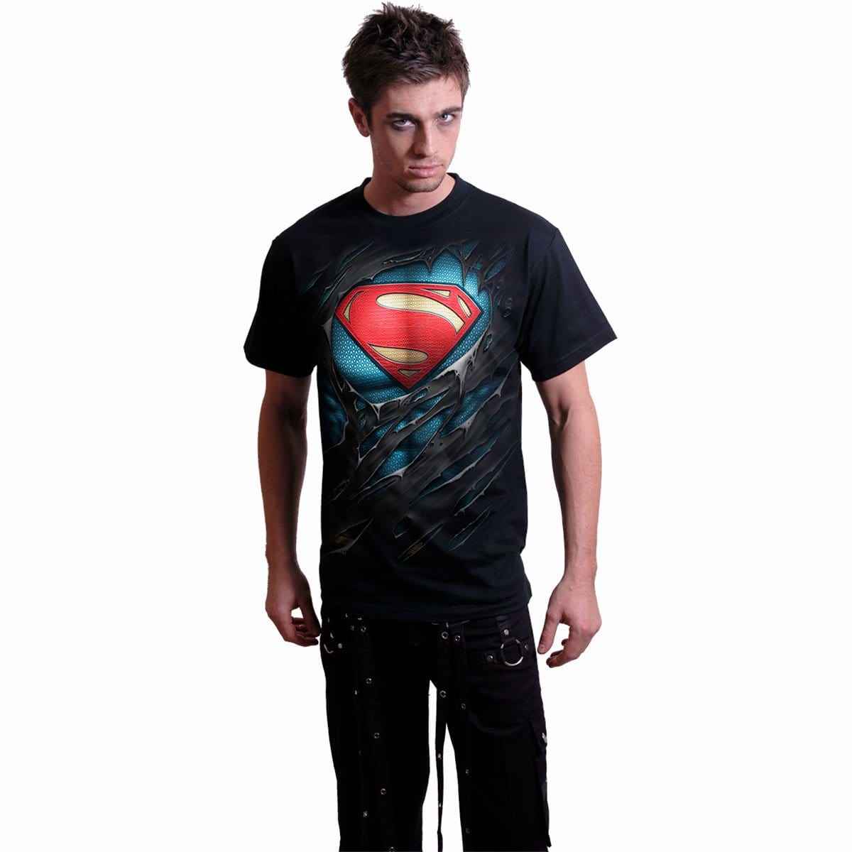 SUPERMAN - RIPPED - T-Shirt Black - Damned Threads