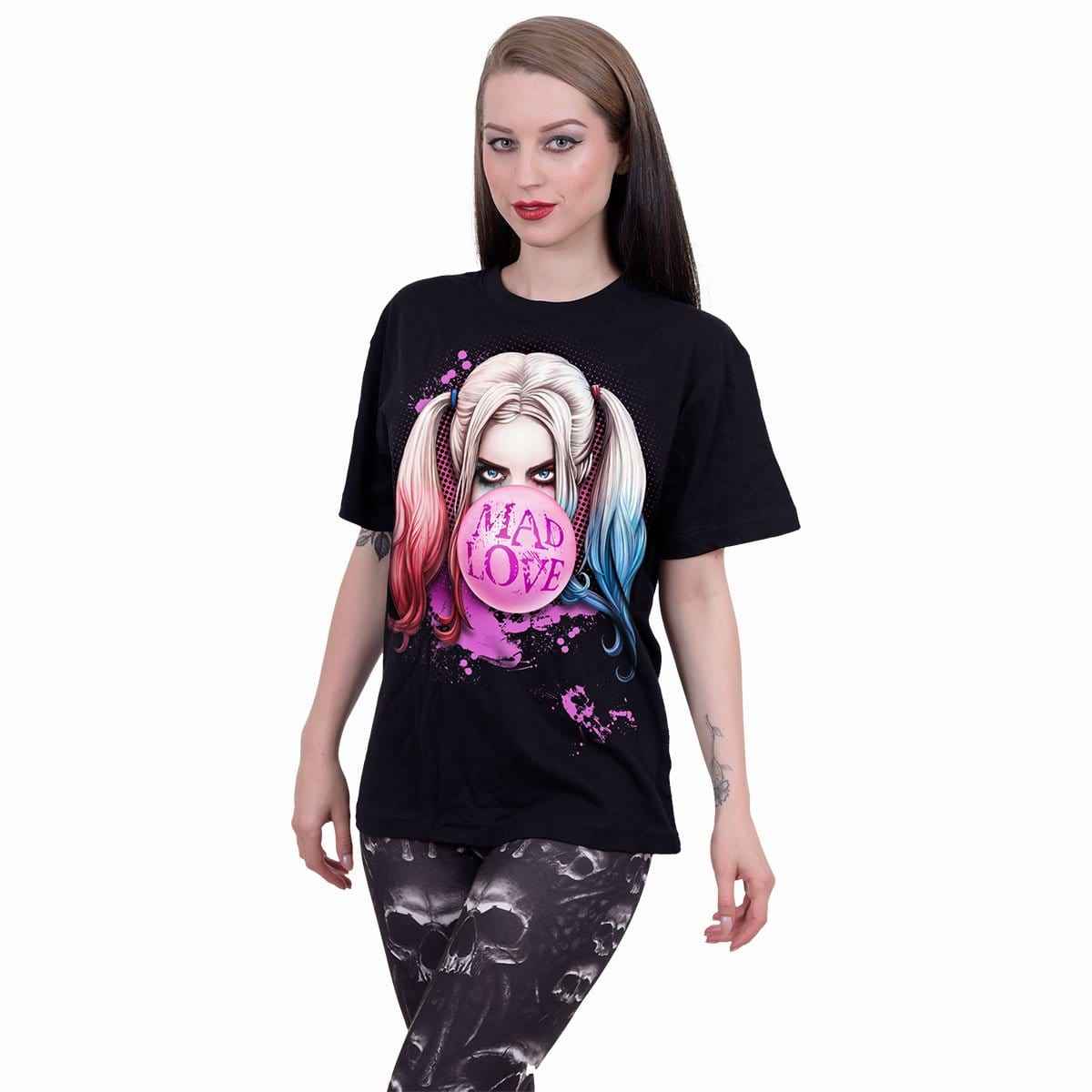 HARLEY QUINN - MAD LOVE - Front Print T-Shirt Black - Damned Threads