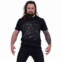 AC/DC - BACK IN BLACK TORN - Front Print T-Shirt Black - Damned Threads